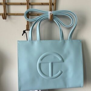Telfar Light Blue Embossed Logo Tote